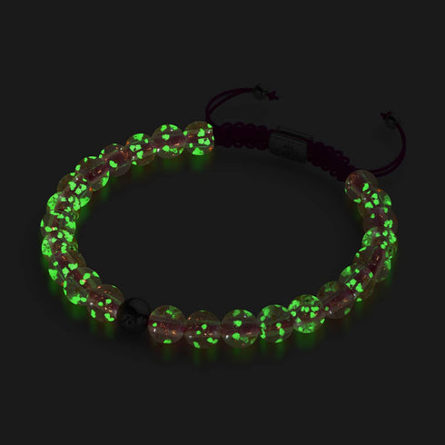 Rosenwasser x Magenta | Mini-Glühwürmchen-Glas-Makramee-Armband